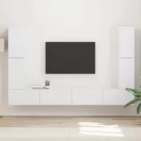 TV spintelių komplektas 8 pcs Balta Apdirbta mediena