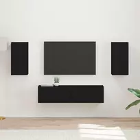 TV spintelių komplektas 4 pcs Juoda Apdirbta mediena