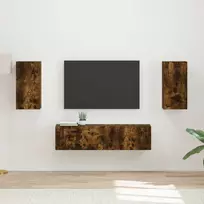 TV spintelių komplektas 4 pcs Rūkyta ąžuolas Apdirbta mediena