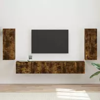 TV spintelių komplektas 4 pcs Rūkyta ąžuolas Apdirbta mediena