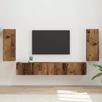 TV spintelių komplektas 4 pcs Senas medis Apdirbta mediena