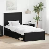 Lovos rėmas Juoda 90 x 200 cm Kietos pušies mediena