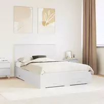 Lovos rėmas su galvūgalio Balta 160 x 200 cm Apdirbta mediena