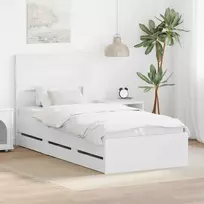 Lovos rėmas su stalčių Balta 100 x 200 cm Inžinerinė mediena