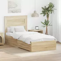 Lovos rėmas su stalčių Sonamos ąžuolo ir sidabro 75 x 190 cm