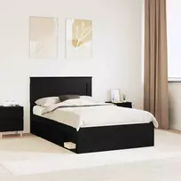 Lovos rėmas su stalčių Juoda 120 x 190 cm Kietos pušies mediena