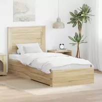 Lovos rėmas su stalčių Sonamos ąžuolo ir sidabro 75 x 190 cm