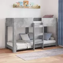 Vaikų dvigulė lova Betono pilka 75 x 190 cm Apdirbta mediena