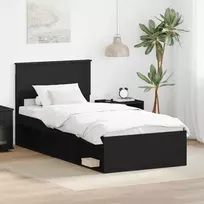 Lovos rėmas Juoda 90 x 200 cm Kietos pušies mediena