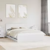 Lovos rėmas su stalčių Balta 160 x 200 cm Inžinerinė mediena