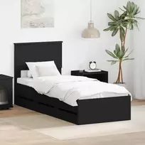 Lovos rėmas su stalčių Juoda 75 x 190 cm Inžinerinė mediena