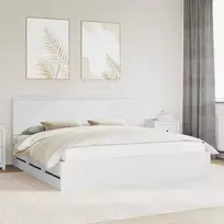Lovos rėmas su stalčių Balta 200 x 200 cm Inžinerinė mediena
