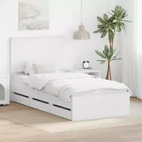 Lovos rėmas su stalčių Balta 90 x 200 cm Inžinerinė mediena