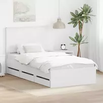 Lovos rėmas su stalčių Balta 100 x 200 cm Inžinerinė mediena