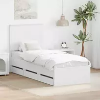 Lovos rėmas su stalčių Balta 75 x 190 cm Inžinerinė mediena
