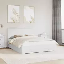 Lovos rėmas su galvūgalio Balta 160 x 200 cm Apdirbta mediena