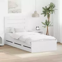 Lovos rėmas su stalčių Balta 90 x 190 cm Inžinerinė mediena