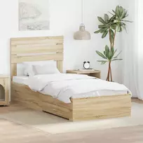 Lovos rėmas su stalčių Sonamos ąžuolo ir sidabro 75 x 190 cm