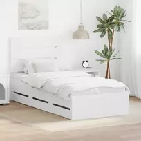 Lovos rėmas su stalčių Balta 90 x 190 cm Inžinerinė mediena