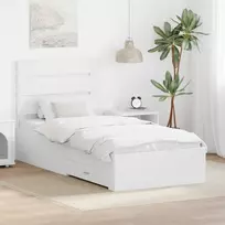 Lovos rėmas su stalčių Balta 90 x 190 cm Apdirbta mediena