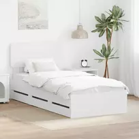 Lovos rėmas su stalčių Baltas 90 x 190 cm Dirbtinė mediena