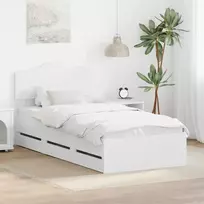Lovos rėmas su stalčių Balta 90 x 190 cm Inžinerinė mediena