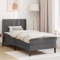 Lovos rėmas su čiužiniu Tamsiai pilka 90 x 200 cm Aksomas