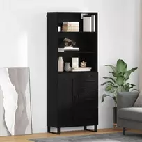 Aukštas spintelė 2 pcs Juodas ąžuolas Apdirbta mediena