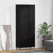 Aukštas spintelė 2 pcs Juodas ąžuolas Apdirbta mediena