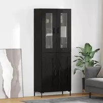 Aukštas spintelė 2 pcs Juodas ąžuolas Apdirbta mediena