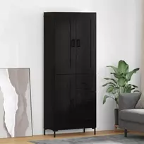 Aukštas spintelė 2 pcs Juodas ąžuolas Apdirbta mediena
