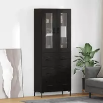 Aukštas spintelė 2 pcs Juodas ąžuolas Apdirbta mediena