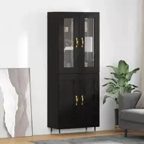 Aukštas spintelė 2 pcs Juodas ąžuolas Apdirbta mediena