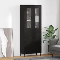 Aukštas spintelė 2 pcs Juodas ąžuolas Apdirbta mediena