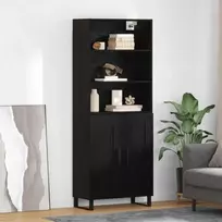 Aukštas spintelė 2 pcs Juodas ąžuolas Apdirbta mediena