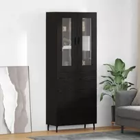 Aukštas spintelė 2 pcs Juodas ąžuolas Apdirbta mediena