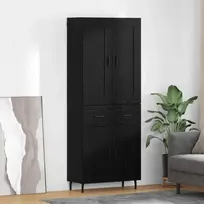 Aukštas spintelė 2 pcs Juodas ąžuolas Apdirbta mediena