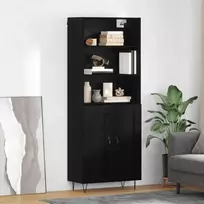 Aukštas spintelė 2 pcs Juodas ąžuolas Apdirbta mediena