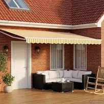 Elektrinė ištraukiama pavėsinė Geltona ir balta 4 × 3 m