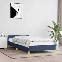 Lovos rėmas su galvūgaliu be čiužinio, mėlynas 80x200cm audinys