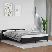 Lovos rėmas su galvūgaliu be čiužinio, juodas, 140x200cm
