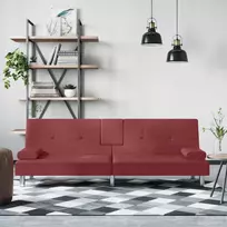 Sofa-lova su puodelių laikikliais, raudonojo vyno, dirbtinė oda