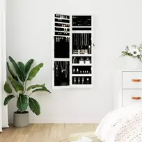 Veidrodinė papuošalų spintelė su LED apšvietimu, baltos spalvos