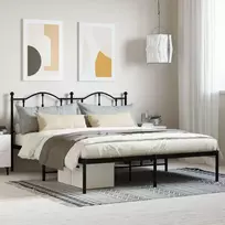 Metalinis lovos rėmas su galvūgaliu, juodos spalvos, 180x200cm