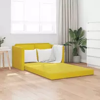 Grindų sofa-lova, 2-1, tamsiai geltona, 122x204x55cm, aksomas