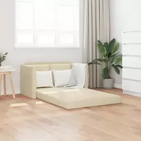 Grindų sofa-lova, 2-1, kreminės spalvos, 112x174x55cm, audinys