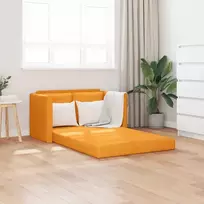 Grindų sofa-lova, 2-1, tamsiai geltona, 112x174x55cm, audinys