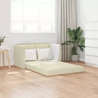 Grindų sofa-lova, 2-1, kreminė, 112x174x55cm, dirbtinė oda