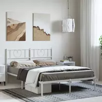 Metalinis lovos rėmas su galvūgaliu, baltos spalvos, 150x200cm