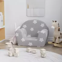 Vaikiška sofa, šviesiai pilka, minkštas pliušas, su žvaigždėmis
